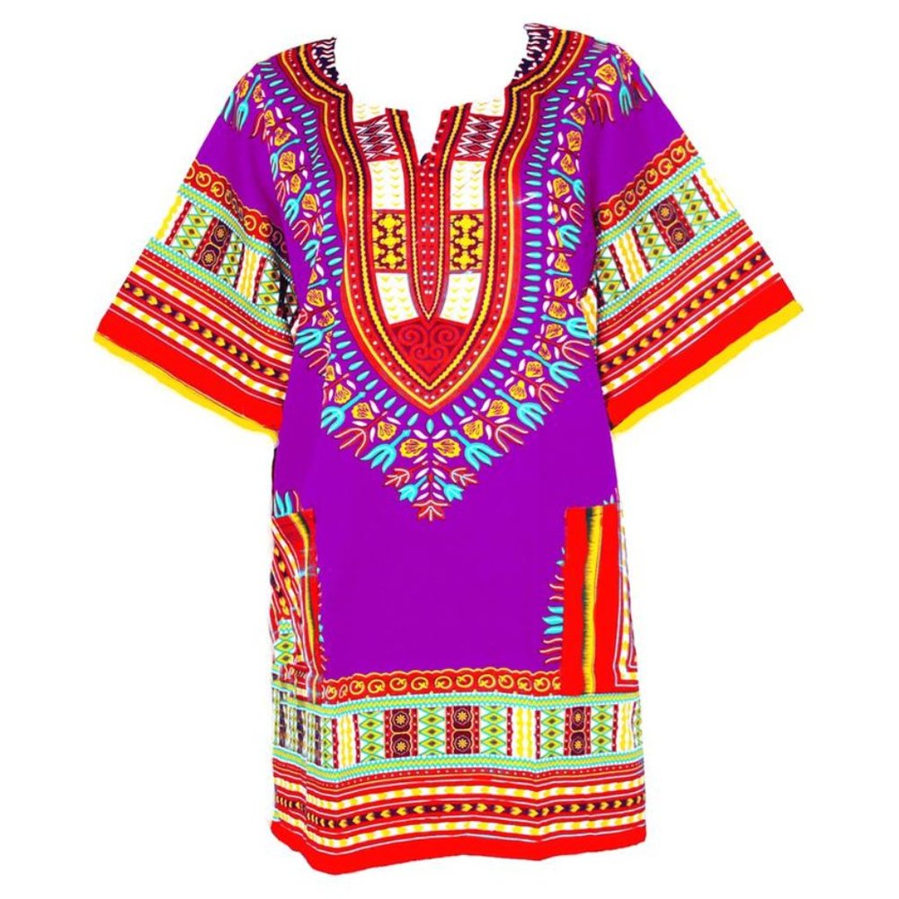 Unisex Dashiki Tunic Top With 2-Pockets